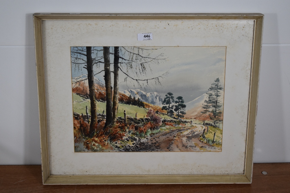 Local Interest* Edward Grieg Hall (British 1929-2017) watercolour, Lake District rural road scene - Image 2 of 3