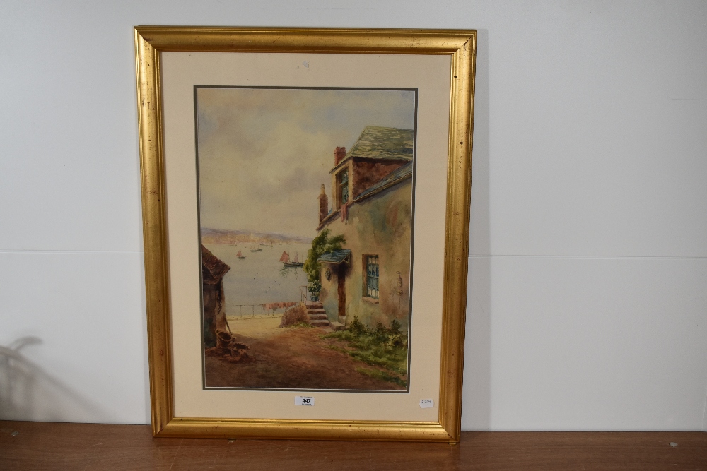 Lewis Mortimer, (19th/20th century), a watercolour, harbour cottage, faded signed, 53 x 35cm, - Image 2 of 3