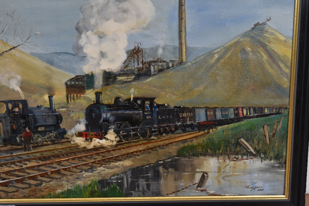 Douglas V Hugonin (Scottish 20th/21st century) oil on board, entitled 'The Coal Train' an LNER - Image 3 of 4