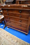 A Victorian mahogany Scotch style chest of one secret over two over four drawers , on bun feet
