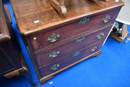 A Georgian oak chest of three long drawers, lovely proportions and colour, dimensions approx.