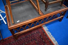 A wicker and slate conservatory style coffee table