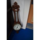 A late 19th Century oak cased barometer named for JR Archer, Barnard to dial
