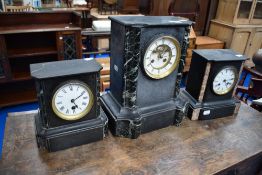 Three Victorian slate clocks