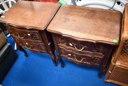 A pair of Continental style bedside drawer sets