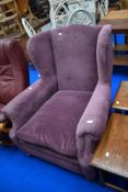 A modern wing back armchair