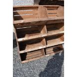 A set of four rustic wooden double nesting boxes/container bins