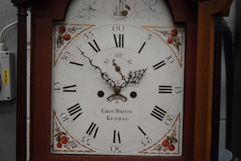 An oak and mahogany long cased clock, having 8 day movement and painted dial named for Emmanuel - Image 2 of 5