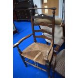 A traditional rush seated ladderback chair