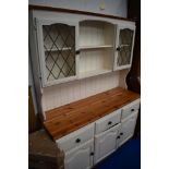 A part pine and painted kitchen dresser in the traditional style