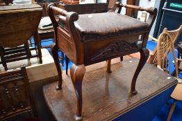 A late Victorian stained frame piano stool