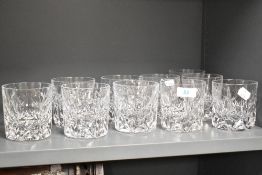 A group of 10 crystal glass tumblers