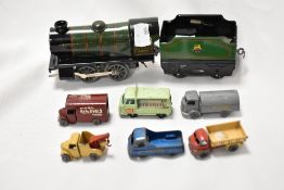 An assorted collection of diecast and tinplate models, to comprise a Hornby BR Type 20 60985