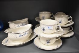 A small quantity of Villeroy & Boch Vieux Luxembourg tableware, to comprise teacups, saucers, and