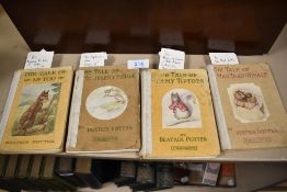 Four early editions of Beatrix Potter books 'The Tale of Mr Tod', 'the Tale of Jeremy Fisher', '