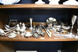 A selection of flatware and similar, to include; corkscrew in the form of a fish, silver plated