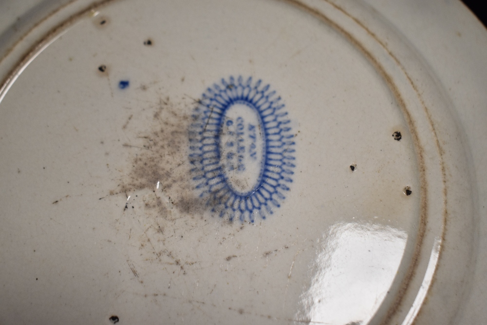 A pair of 19th century pearl ware 'Eton College' pattern plates, by George F Smith, Stockton on - Image 2 of 2