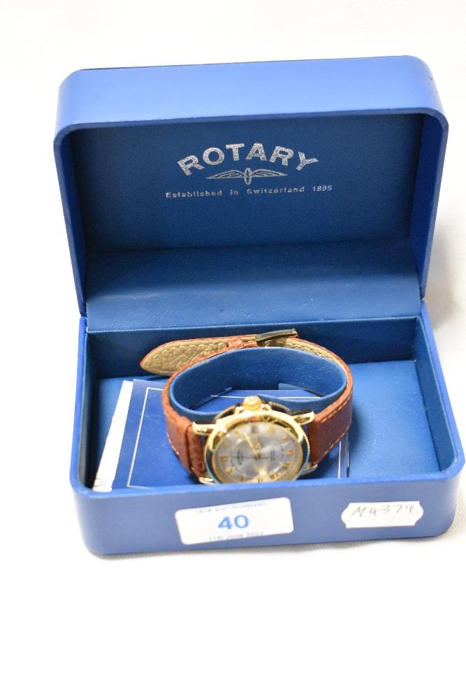 A gentleman's Rotary 21 jewel automatic wristwatch with leather strap, personally engraved to the