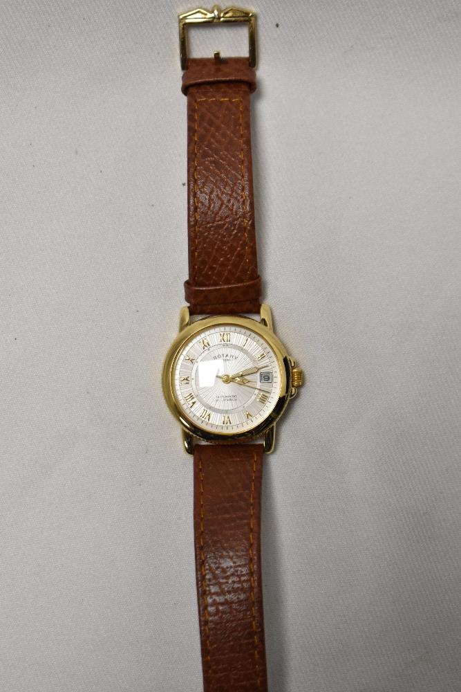 A gentleman's Rotary 21 jewel automatic wristwatch with leather strap, personally engraved to the - Image 2 of 2