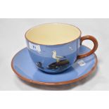 A Dartmouth Pottery seagull design teacup and saucer