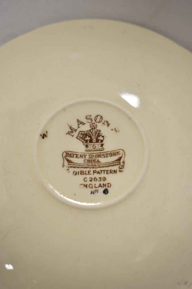 A small quantity of Mason's Ironstone Bible pattern tableware, to include a square sandwich plate, - Image 3 of 3