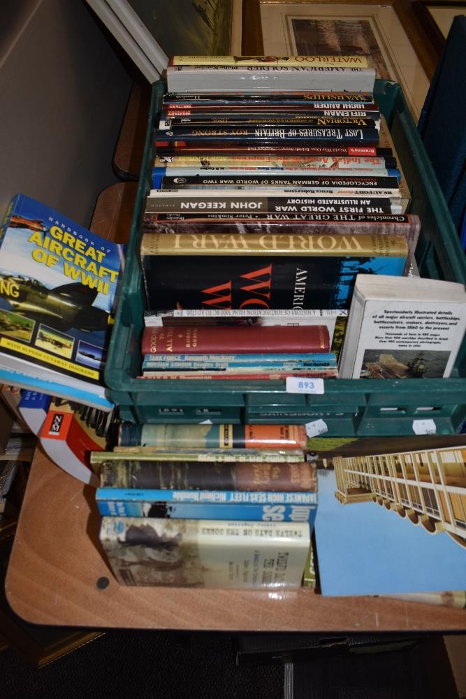 Two boxes of books, of warfare, aircraft and historical interest.