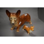 A large Melba ware Corgi study and a smaller Sylvac example.