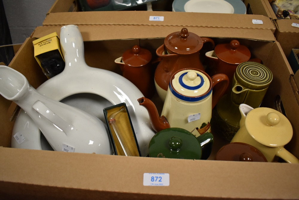 A 1970's Beswick pottery green glazed coffee pot, Torquay ware teapot and a selection of other mixed