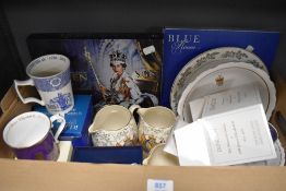 A selection of Queen Elizabeth II commemorative china wares, to include Royal Worcester cup and