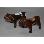 Two vintage ceramic decanters, in the form of Bulldogs, one having original paper label.