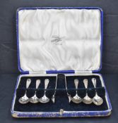 A set of six George V silver coffee spoons, Hanoverian pattern, marks for Sheffield 1932, maker
