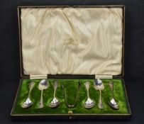 A cased set of six George V silver teaspoons and sugar tongs, Kings Pattern, marks for Sheffield