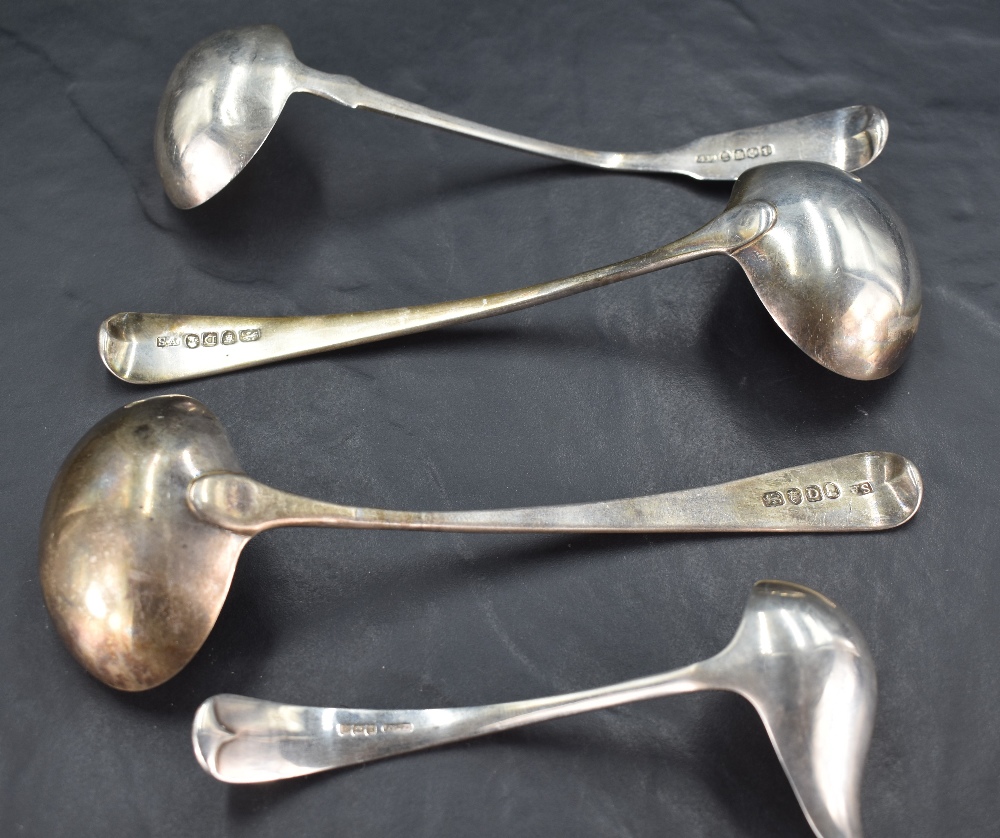 A pair of George III silver sauce ladles, Old English pattern with engraved initial H and arm and - Image 2 of 2