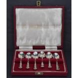 A cased set of six Queen Elizabeth II silver coffee spoons, marks for Sheffield 1973, maker