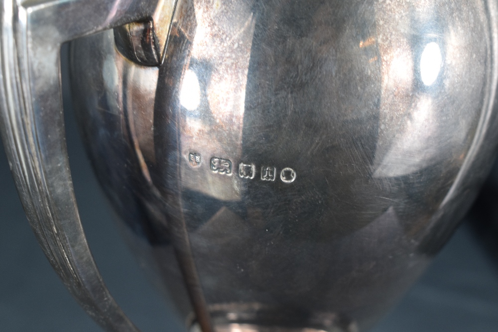 A good George V silver two-handled trophy of Art Deco design with tapering body, angular handles and - Image 3 of 4