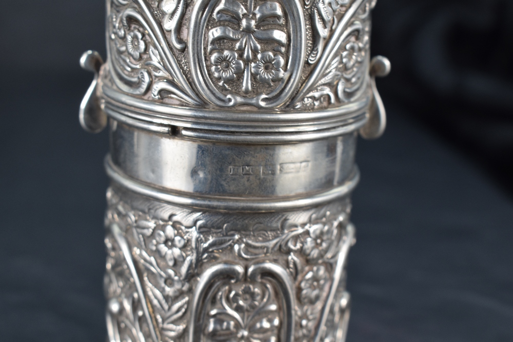 An early 20th century silver flour dredger, the domed, finial topped and pierced twist-off cover - Image 2 of 2