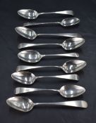 A mixed lot of nine Georgian silver teaspoons, mainly Old English pattern with various dates, makers