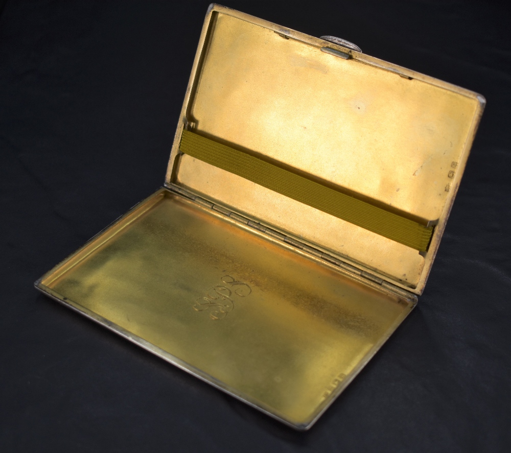 A George VI silver military interest cigarette case, of hinged rectangular form, engine-turned - Image 3 of 3