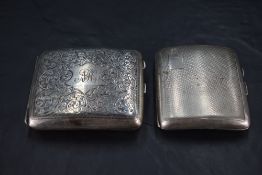 A George V silver cigarette case, of hinged rectangular form, curved for the gentleman's pocket
