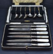 A cased set of six George VI silver teaspoons, having Art Deco influenced terminals, marks for