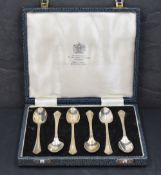 A cased set of six Queen Elizabeth II silver teaspoons, marks for Sheffield 1962, maker Mappin &