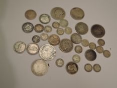 A small selection of Victorian Silver Coins, Threepences up to Crowns, most worn, approx 5.5oz or