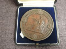 A large bronze Medallion, International Exhibition Philadelphia, MDCCCLXXVI (1876) Awarded by the