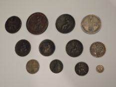 A small collection of United Kingdom Coins, Farthing 1694 & 1825, Half Pennies 1799 & 1806 x2, Penny