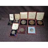 A collection of Royalty Medallions in cases, cases (af), Silver & Bronze including Alexandra