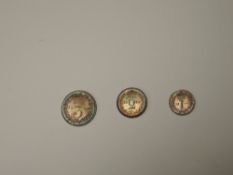 A part set of 1886 Queen Victoria Silver Maundy Coins, Threepence, Two Pence and Penny