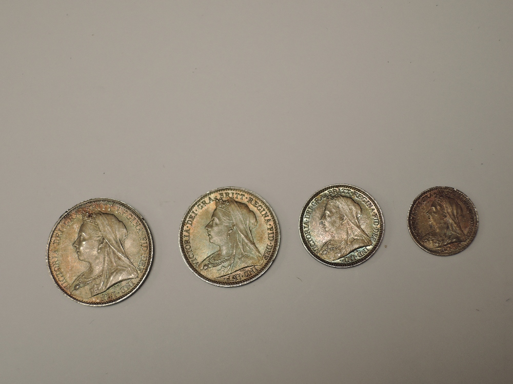 A set of 1895 Queen Victoria Silver Maundy Coins, Four Pence, Threepence, Two Pence and Penny - Image 2 of 2