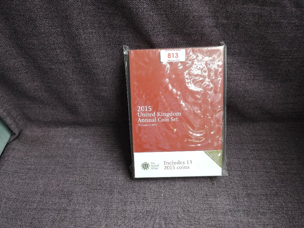 A Royal Mint 2015 United Kingdom Annual Coin Set, 13 Coins in original folder and sealed wallet