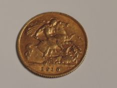 A 1910 Edward VII Gold Half Sovereign, Royal Mint