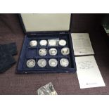 A part cased set of Eleven Westminster Mint Diana Princess of Wales Coin Collection, all Silver